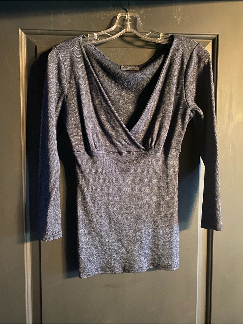Michael Stars Navy Wrap-Front Long Sleeve Tee